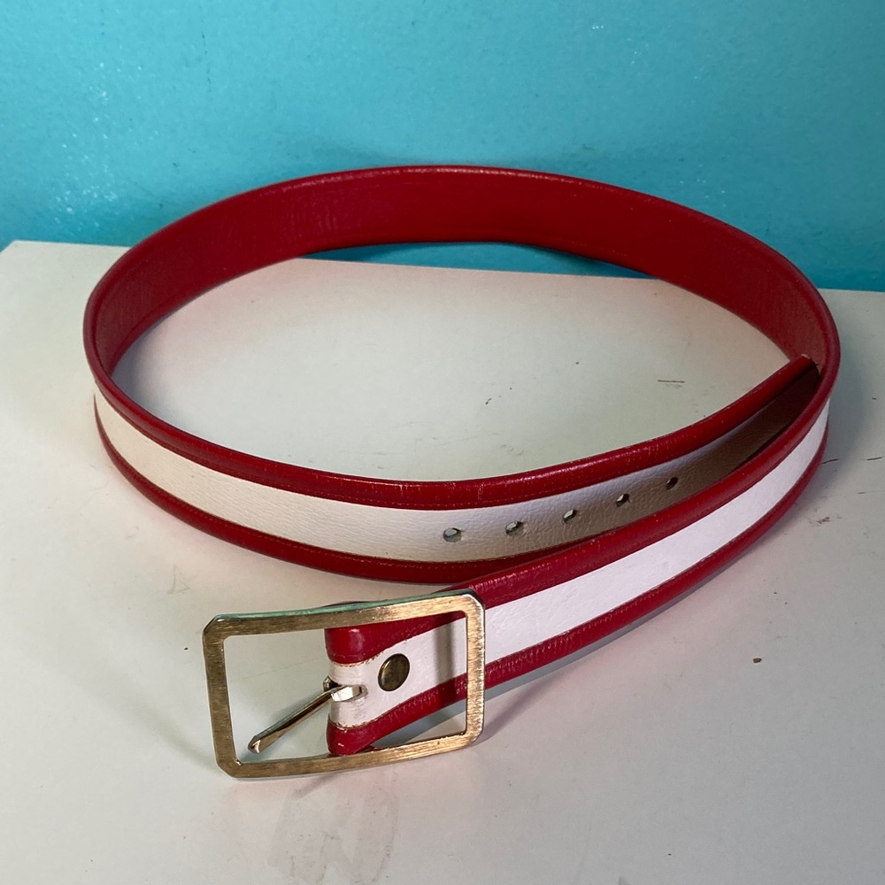 Mens Size 38 Red & White Vintage Belt Fits 36 -39" Waist